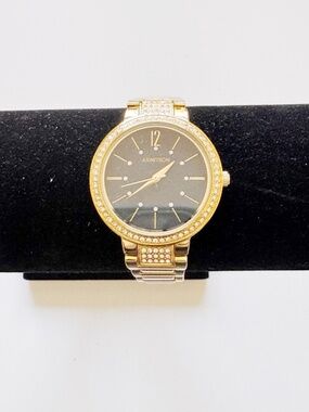 Armitron Gold Tone Watch 34mm Crystal Bezel Dress Elegant Women Unisex Working